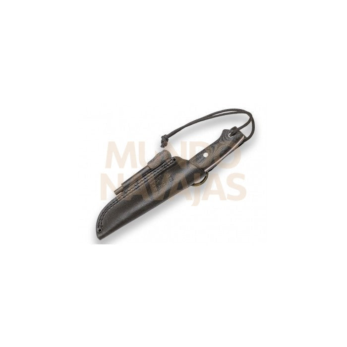 Cuchillo bushcraft Joker Ranger con ferrocerio puño micarta canvas h/scandi 11 cm