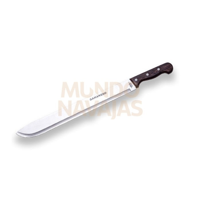 Machete bananero con puño de madera y hoja de 45 cm.