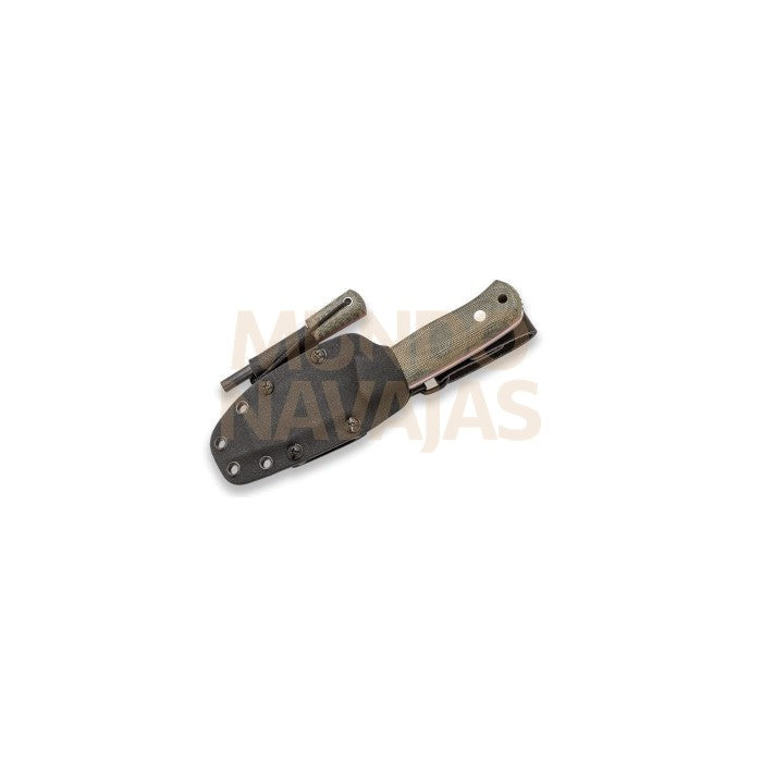 Cuchillo Joker Erizo TS2 puño canvas verde h/ 9,5 cm funda kydex con pedernal