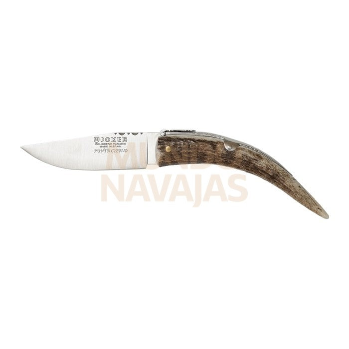Navaja Joker Punta de ciervo, hoja 8 cm. incluye estuche.
