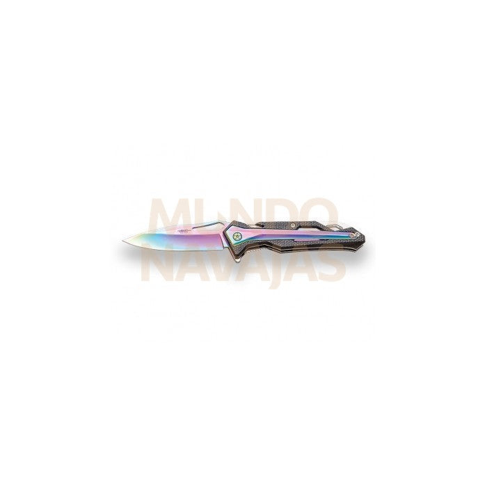 Navaja deportiva JKR731 con mango de aluminio y acero. hoja de 8,5 cm.