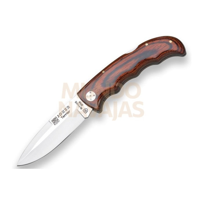 Navaja de caza con cachas de madera roja y hoja de 9 cm