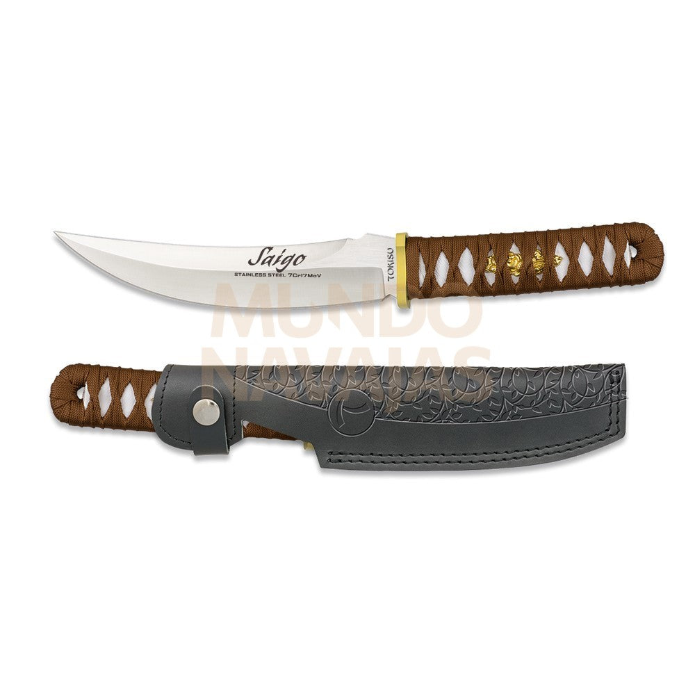 Cuchillo Tokisu Funda Piel Cnc Encordado