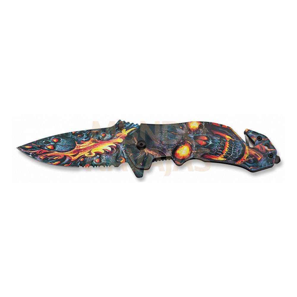 Navaja Albainox Skull On Flames Sierr