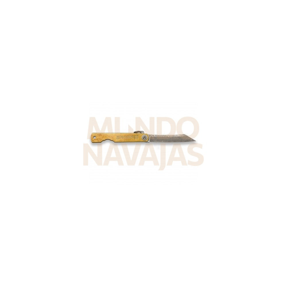 Navaja japonesa mango terminado en latón hoja damasco 7,5 cm