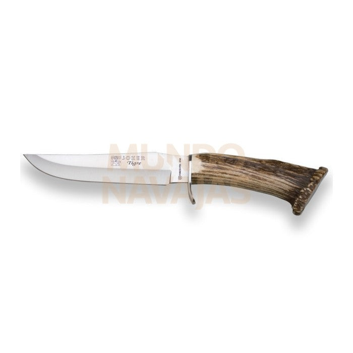 Cuchillo de monte con puño corona ciervo y hoja inox de 17 cm.