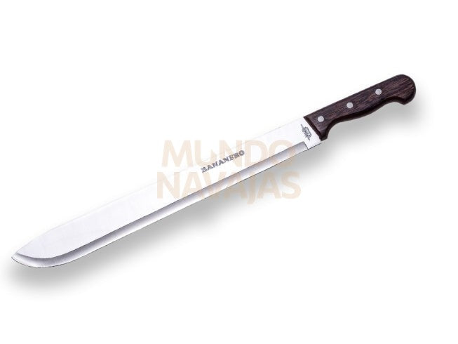 Machete bananero con puño de madera y hoja de 45 cm.
