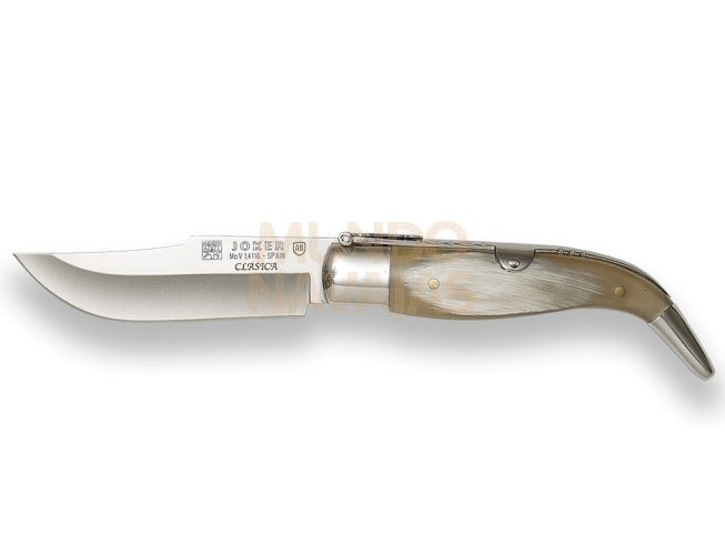 Navaja albaceteña con puño en asta de toro y hoja 8 cm. incluye estuche