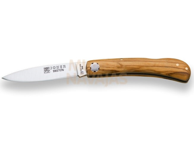 Navaja artesana con cachas en madera de olivo y hoja de 8 cm