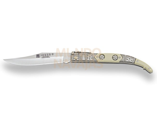 Navaja clasica con puño de zamak decorado y hoja 8 cm