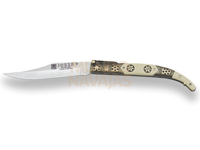 Navaja clasica con puño zamak decorado y hoja 10 cm