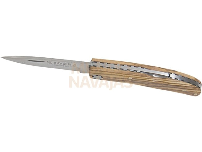 Navaja de bolsillo con cachas en madera de olivo bloqueo y hoja de 6.5 cm