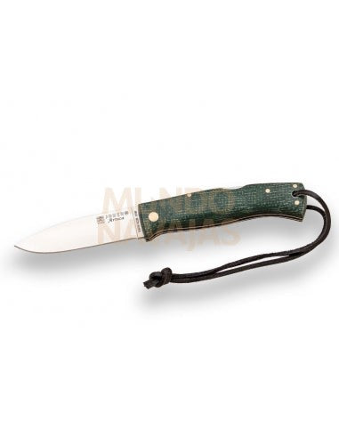 Navaja de bushcraft Joker Artica mango jute micarta verde filo plano