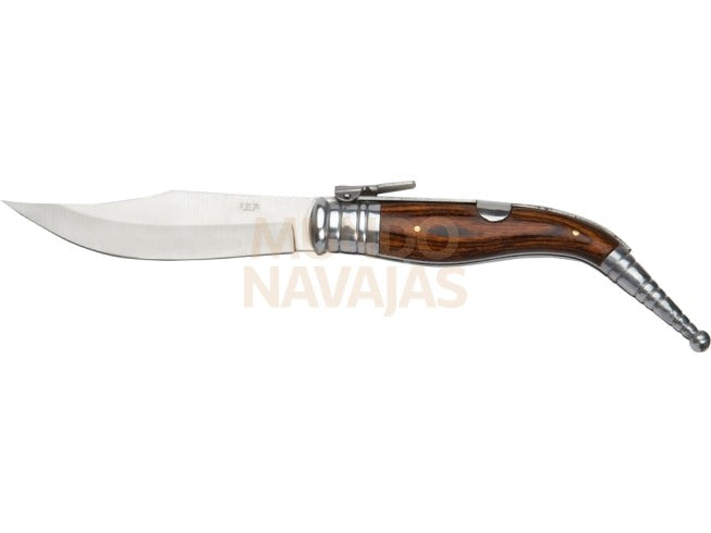 Navaja de carraca con cachas de madera roja y hoja de 11,5 cm