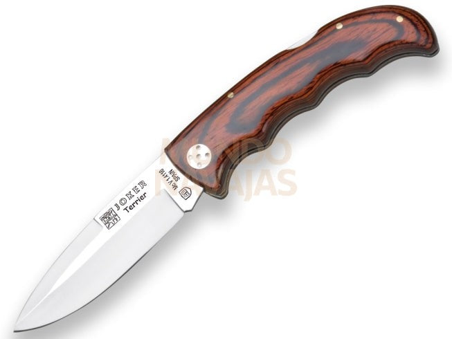 Navaja de caza con cachas de madera roja y hoja de 9 cm