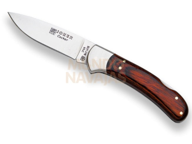 Navaja de caza Joker Cocker cachas madera roja hoja de 9 cm