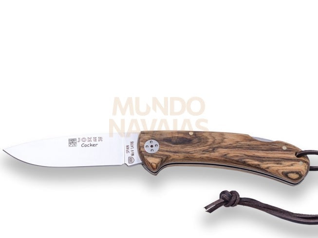 Navaja de caza Joker Cocker hoja acero inox mova 9 cm y cachas en madera de bocote