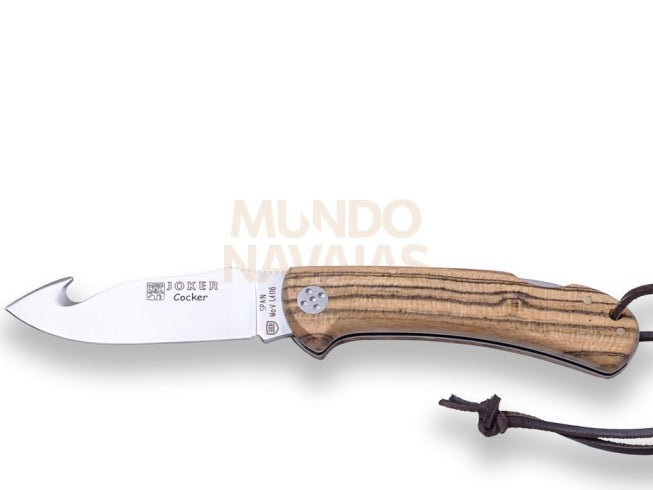 Navaja de caza Joker Cocker para desollar hoja acero inox mova 9 cm y cachas en madera...