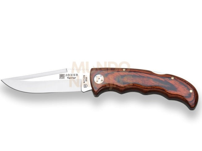 Navaja de caza Joker Terrier con cachas de madera roja y hoja de 9 cm