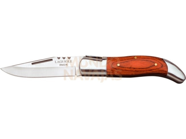 Navaja de caza laguiole cachas de madera roja y hoja de 9 cm