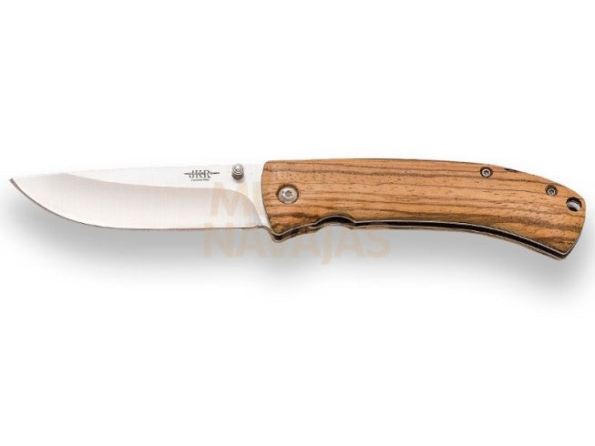 Navaja deportiva JKR con apertura manual y mango madera zebrano