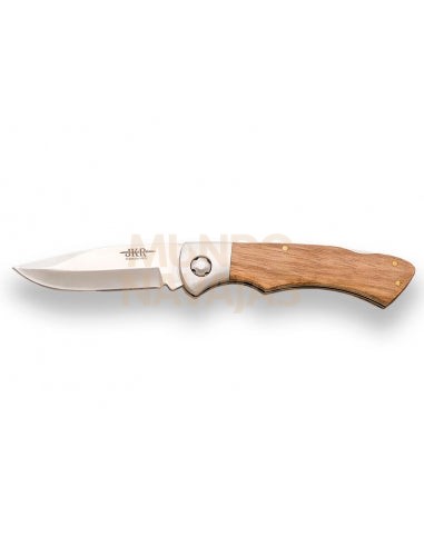 Navaja deportiva JKR787 con virola inox, cachas madera zebrano, hoja 8 cm