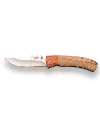 Navaja deportiva JKR788 con puño combinado madera de zebrano y pakkawood hoja 8,3 cm