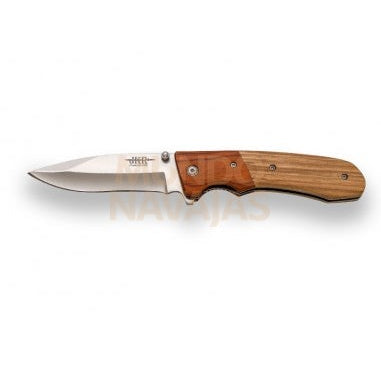 Navaja deportiva JKR794 hoja 9 cm mango madera cebrano combinada con pakkawood.