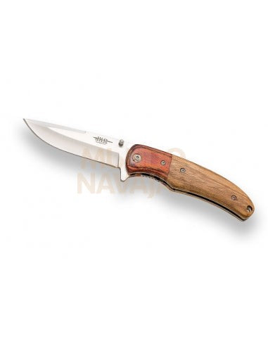 Navaja deportiva JKR798, mango madera combinada  hoja 8,5 cm