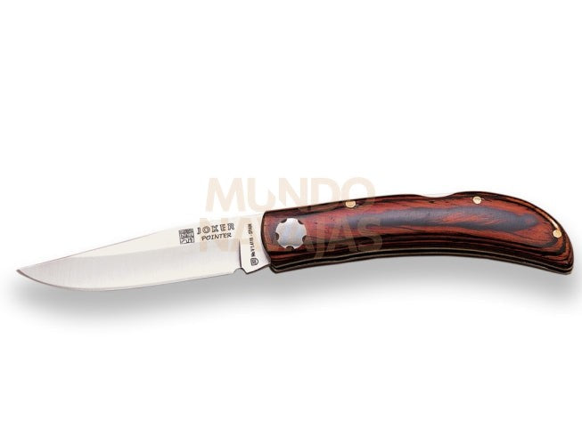 Navaja deportiva Joker Pointer con cachas de madera roja