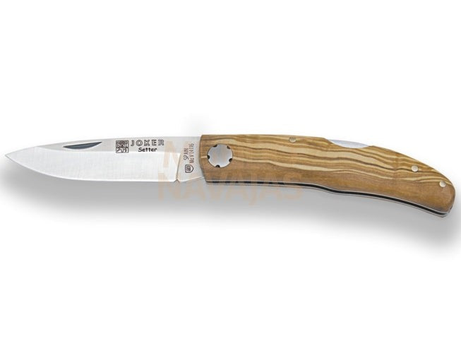 Navaja deportiva Joker Setter con cachas en madera de olivo y hoja de 8 cm