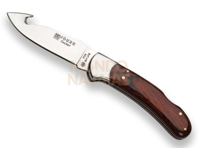 Navaja desollador Joker Cocker con cachas en madera roja y hoja de 9 cm.