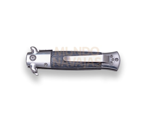 Navaja estilete JKR590 hoja inox de 10 cm y un solo filo, puño micarta. clip para...