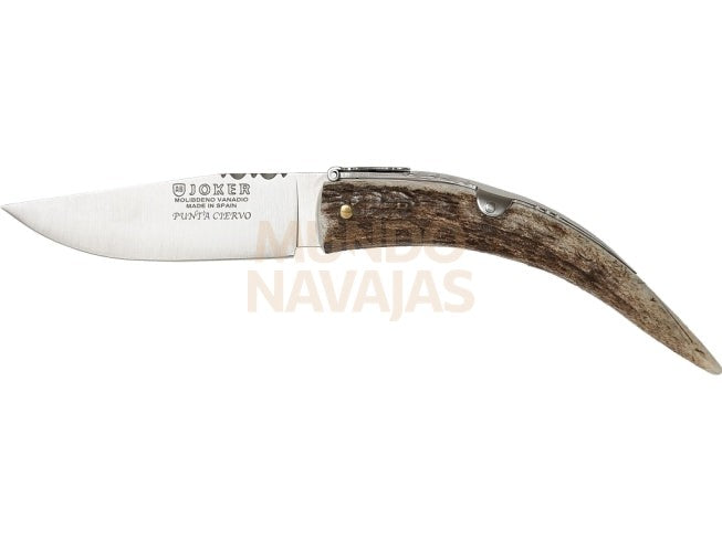 Navaja Joker Punta de ciervo, hoja 8 cm. incluye estuche.