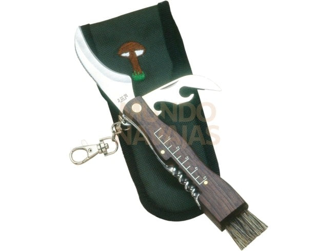 Navaja para setas con sacacorcho hoja de 7 cm y funda de nylon
