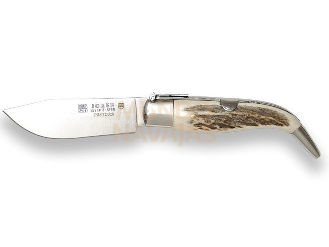Navaja pastora con puño en asta de ciervo y hoja 8 cm. incluye estuche