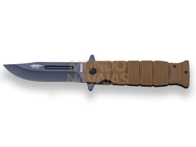 Navaja tactica JKR con apertura asistida , hoja inox de 11 cm , puño de goma.